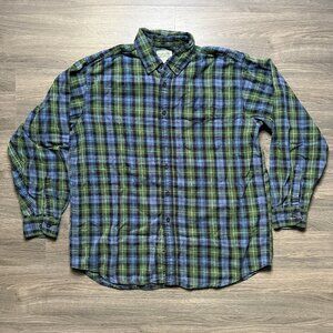 L.L. Bean Men's Scotch Plaid Flannel Shirt - Navy/Green/Red